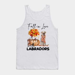 Fall In Love With Yellow Labradors Fall Pumpkin Thanksgiving Tank Top